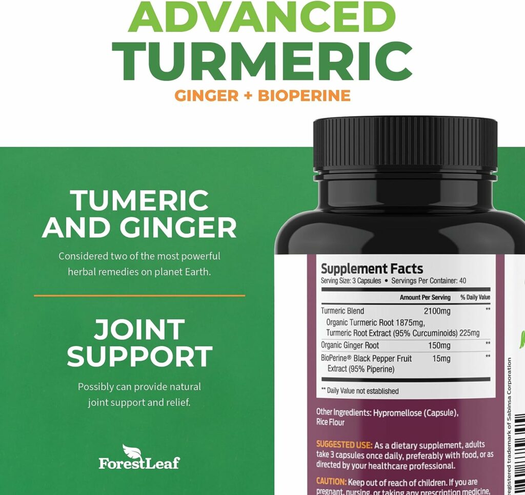 2265mg Extra Strength Organic Turmeric Supplement - with BioPerine and Ginger for High Absorption -Turmeric Curcumin with Black Pepper Extract - 95% Curcuminoids - Herbal Joint Support (120 Capsules)