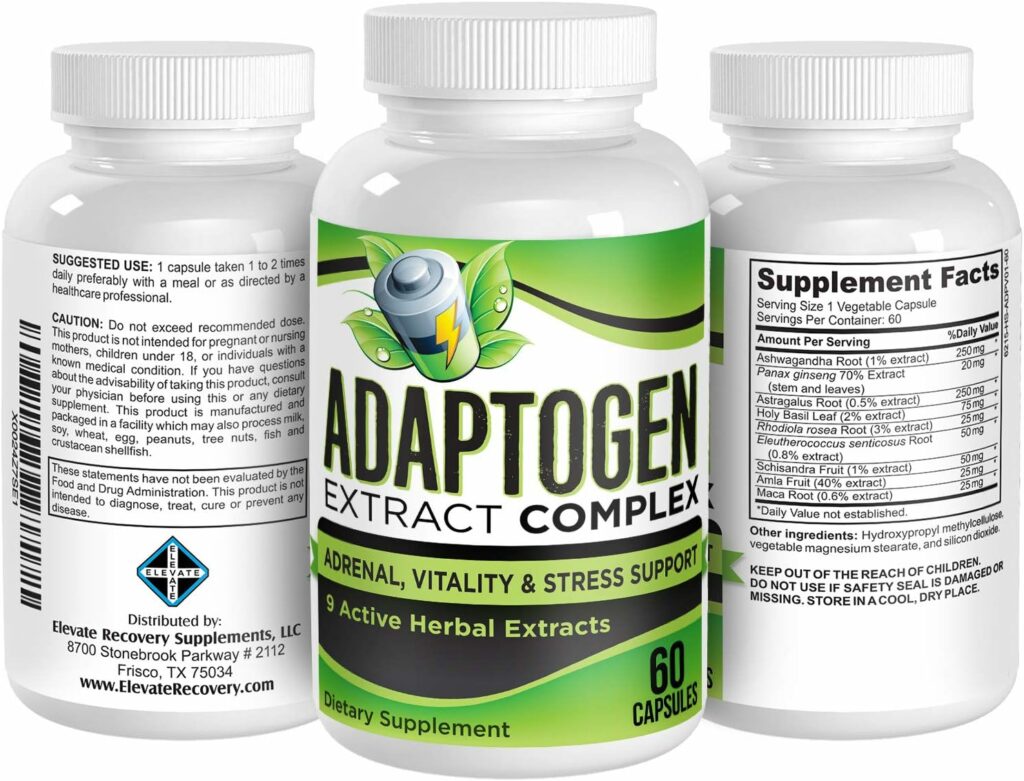 Adaptogen Blend (All-in-1) Supplement with 9 Active Herbal Extracts - Energizing Adaptogen Complex - Natural Adaptogenic Supplements - Adaptogens Supplements - Easy to Swallow - 60 Capsules