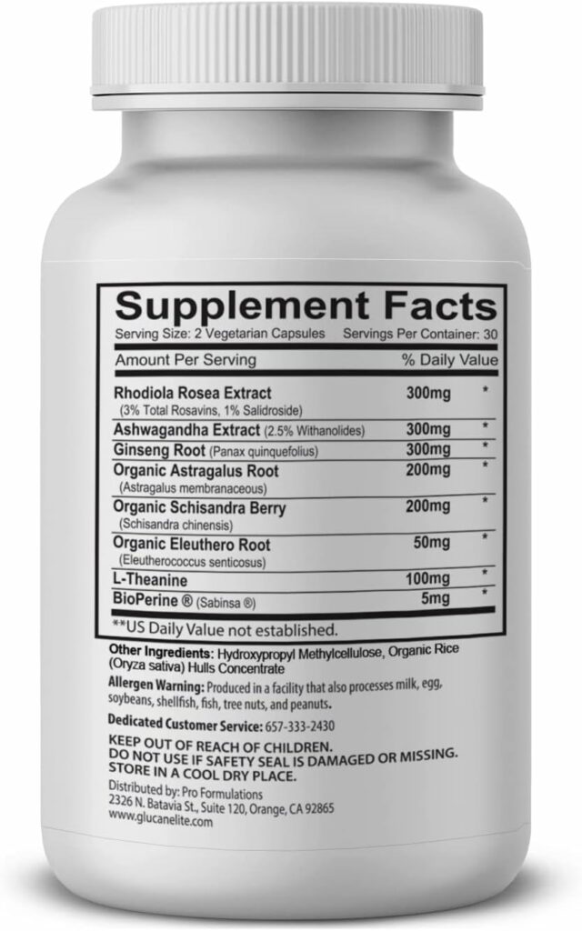 Adaptogen Elite – Synergistic Adaptogen Blend – 60 vcaps – Supports Balanced Cortisol  Natural Energy – Enhanced with Rhodiola, Ashwagandha, Astragalus, Schisandra, Eleuthero, Ginseng  L–Theanine