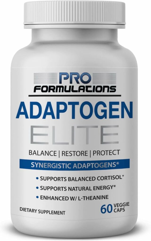 Adaptogen Elite – Synergistic Adaptogen Blend – 60 vcaps – Supports Balanced Cortisol  Natural Energy – Enhanced with Rhodiola, Ashwagandha, Astragalus, Schisandra, Eleuthero, Ginseng  L–Theanine