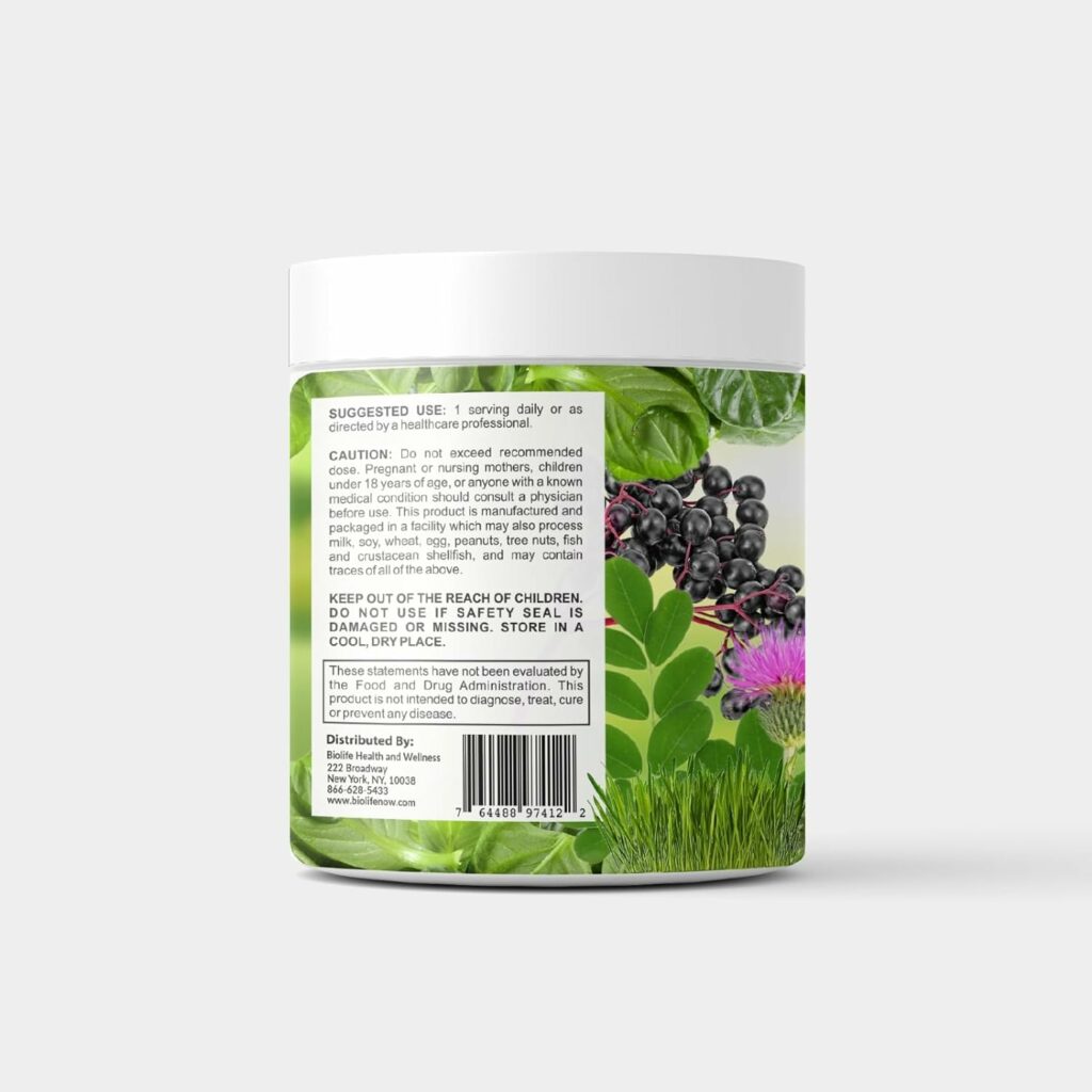 Biolife Alfa Plus Greens Superfood Powder - 8 Blends of Greens Superfood, Fiber, Antioxidant, Adaptogen Herb, Metabolism  Cleanse. Immunity  Cognitive, Detox  Mineral,  Digestive Support