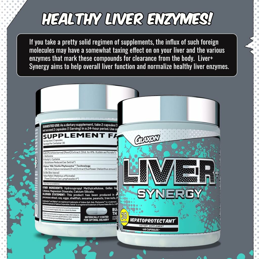 Glaxon Liver Synergy - Comprehensive Liver Support Supplement with Milk Thistle Extract, Adaptogenic Herbs, L-Glutathione, NAC, and Potent Antioxidants - Nourish and Protect Your Liver - 30 Servings