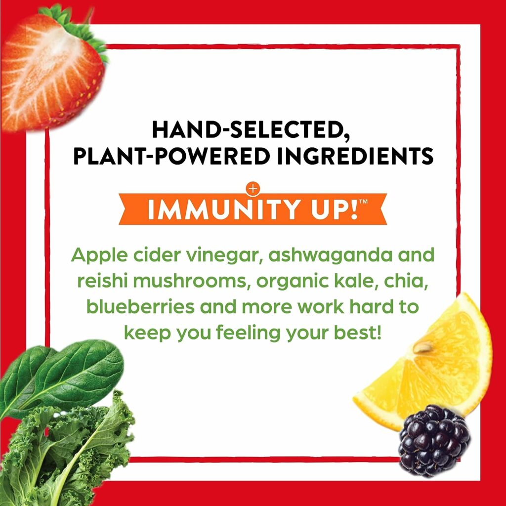 Greens Powder + Superfoods Immune Support, Orgain Organic Immunity Up! Powder, Honeycrisp Apple - Vitamin D, Vitamin C, Zinc, Apple Cider Vinegar, Probiotics, Ashwagandha  Reishi Mushrooms - 0.62lb