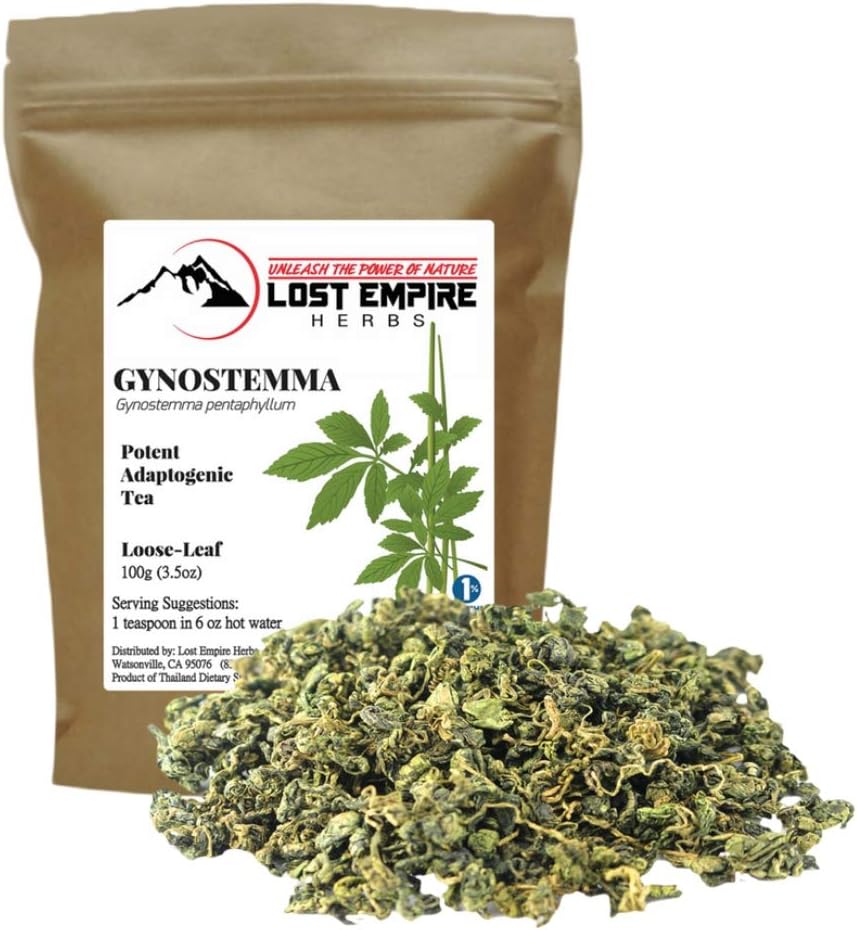 Gynostemma pentaphyllum (Jiaogulan) Tea || PremiumGrade Loose Leaf ~ 100g || Wild-Farmed Organically and 3rd Party Tested for Purity || Potent Adaptogen, Antioxidant, Immunity Enhancer