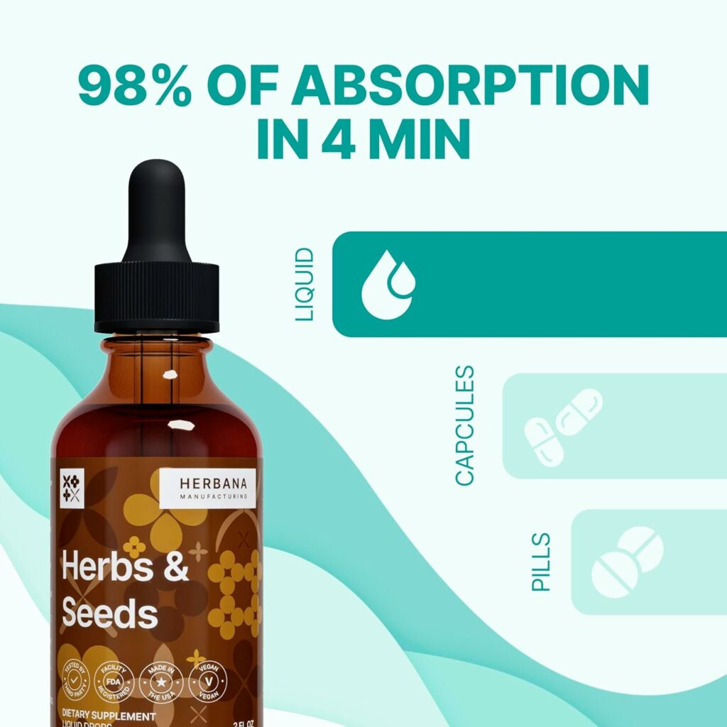 Herbs  Seeds Liquid Drops 17-in-1 Super Concentrated Extract 2 fl oz - 45-Day Supply - Whole Superfood Extract with Essential Vitamins  Minerals for Women, Men, Kids - Soy Free, Sugar-Free