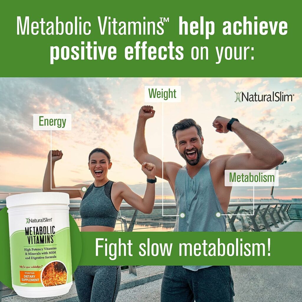 NaturalSlim Metabolic Vitamins - Combination of High Potency Multivitamins, Minerals, B Complex, Msm,  Digestive Formula Supplements for Men  Women - Energy  Metabolism Support - 2 Pack