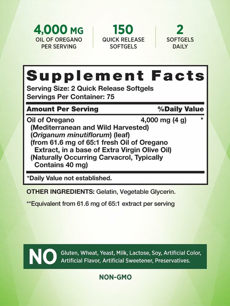 Natures Truth Oil of Oregano Softgel Capsules | 4000 mg | 150 Count | Non-GMO  Gluten Free Herbal Supplement