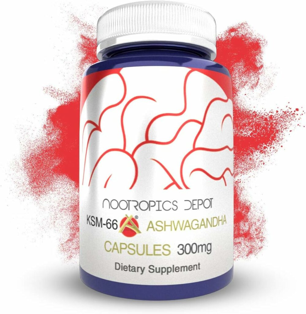 Nootropics Depot KSM-66 Ashwagandha Capsules | 300mg | 180 Count | Withania somnifera Extract | Ayurvedic Herb | Adaptogen Supplement | Stress + Promote Relaxation* | Energy, Memory + Focus*