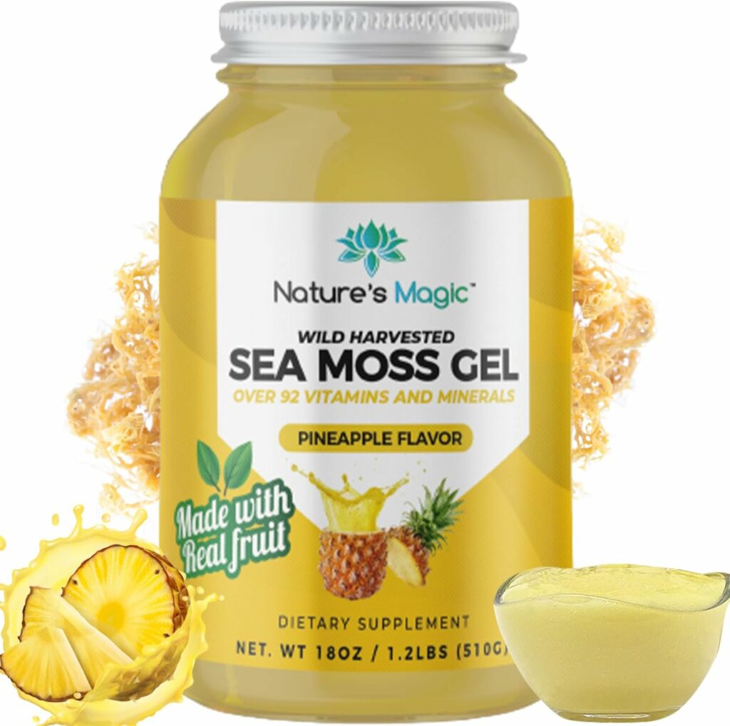 Sea Moss Gel (18 OZ) Wildcrafted Raw Vegan Organic Irish Sea Moss Gel superfood Pineapple Flavor Rich in Vitamins and Minerals for Immune and Digestive Support Over 92 Vitamins  Minerals