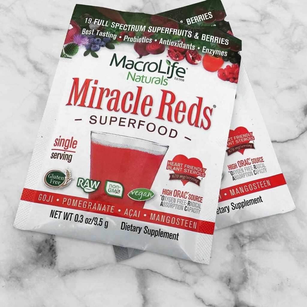 MacroLife Naturals Macro Greens  Miracle Reds Immunity Bundle - Superfood Antioxidant - Herbal, Fruits  Berries Probiotic Immunity Non-GMO, Vegan, Gluten-Free, Dairy-Free - 24 Packet Servings