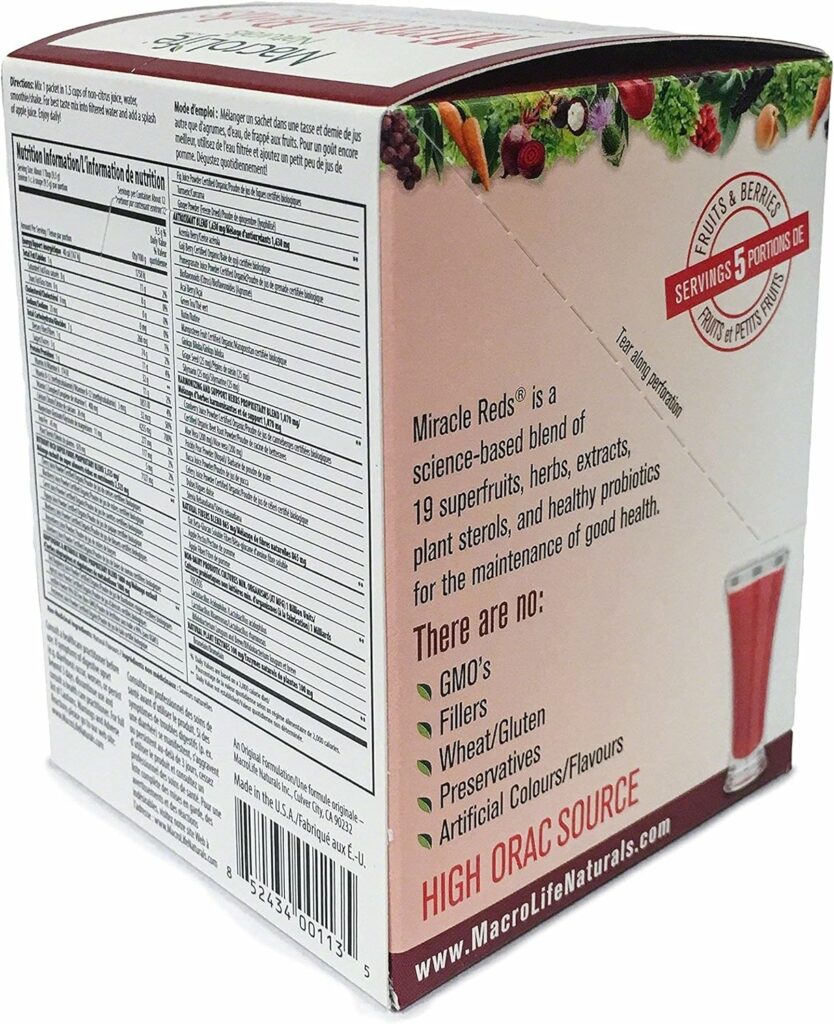 MacroLife Naturals Macro Greens  Miracle Reds Immunity Bundle - Superfood Antioxidant - Herbal, Fruits  Berries Probiotic Immunity Non-GMO, Vegan, Gluten-Free, Dairy-Free - 24 Packet Servings