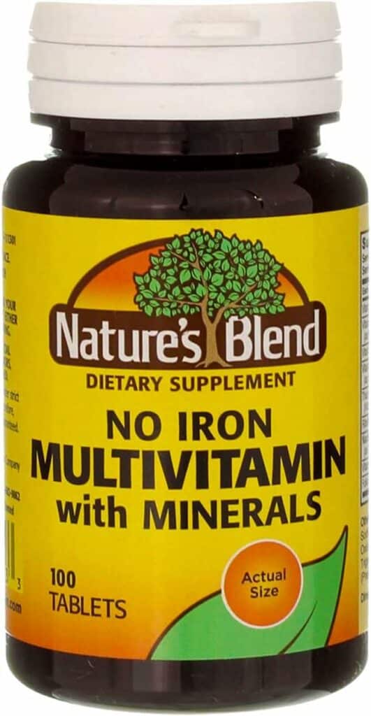 Natures Blend Multiple Vitamin with Minerals Tablets No Iron - 100 Tablets, Pack of 4