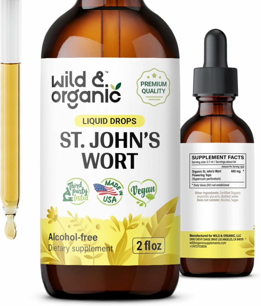 St Johns Wort Tincture - Organic St. Johns Wort Herb Supplement for Mood Support - Vegan, Alcohol Free Drops - 2 fl oz