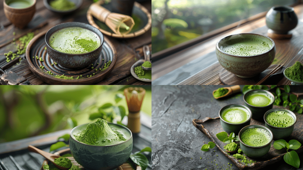 A collage of Top Matcha Tea Powder Brands 