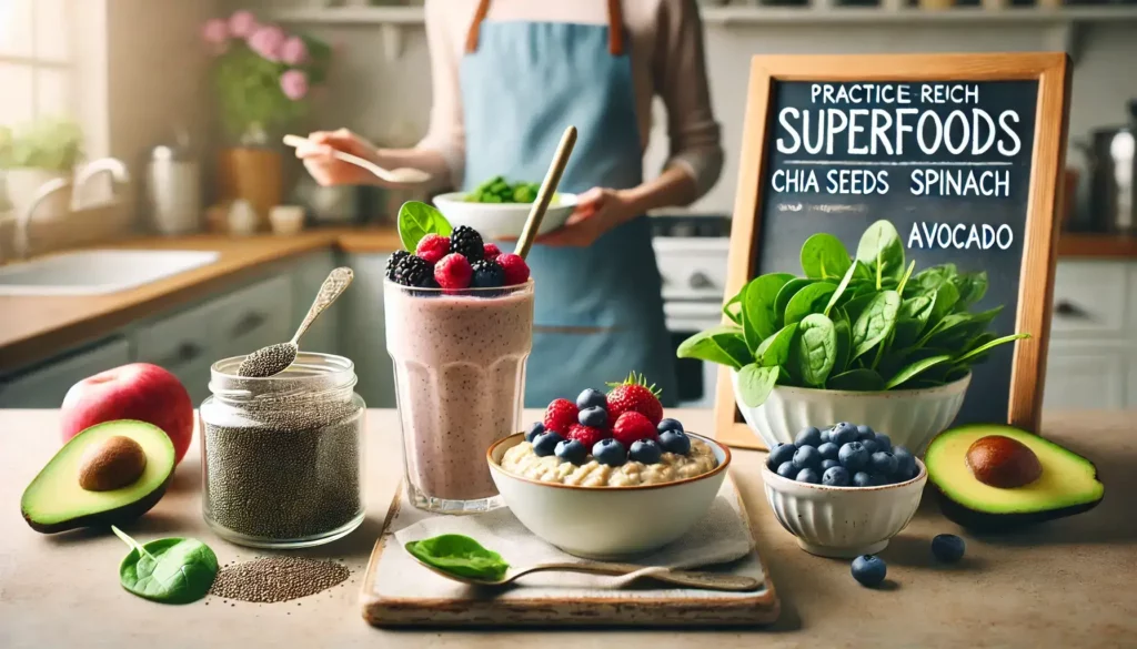 showcasing simple, practical ways to add superfoods to everyday meals.